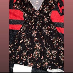 No Boundaries Black and Pink V-Neck Long Sleeve Sundress